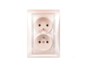 DOMO Gniazdo podwójne kompletne śrubowe 16A 250V perłowy biały 011261130 24975
