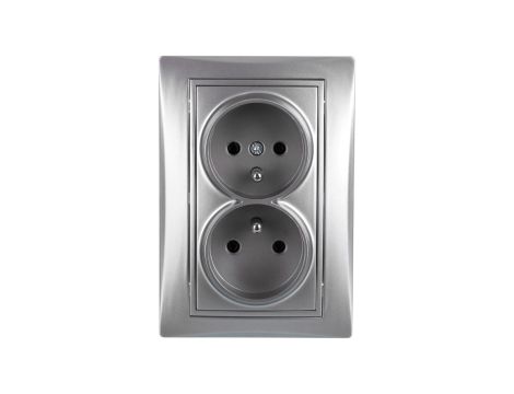 DOMO Gniazdo podwójne kompletne śrubowe 16A 250V srebrny 011261143 24857