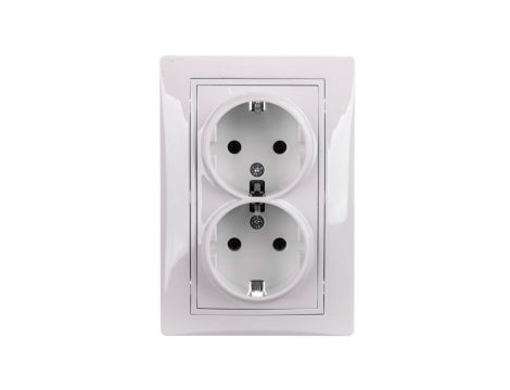 DOMO Gniazdo podwójne Schuko kompletne śrubowe 16A 250V biały 011270102 24740