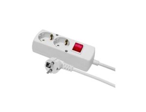 Przedłużacz z wyłącznikiem 2-gniazda z/u Schuko 16A 5m /H05VV-F 3x1,5/ biały PS-270S WS