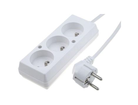 Przedłużacz 3-gniazda z/u 10A 1m /OMY 3x1/ biały PS-370