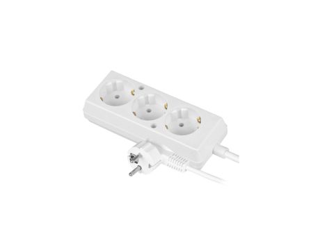 Przedłużacz 3-gniazda z/u Schuko 10A 5m /H05VV-F 3x1/ biały PS-370S