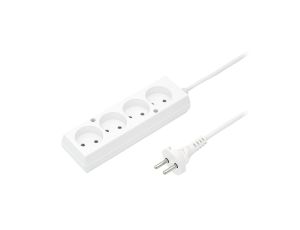 Przedłużacz 4-gniazda b/u 10A 1m /OMY 2x1/ biały PS-460