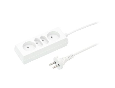 Przedłużacz 2-gniazda b/u + 2xEuro 10A 5m /OMY 2x1/ biały PS-462