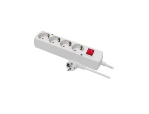 Przedłużacz z wyłącznikiem 4-gniazda z/u Schuko 10A 1,5m /H05VV-F 3x1/ biały PS-470S WS