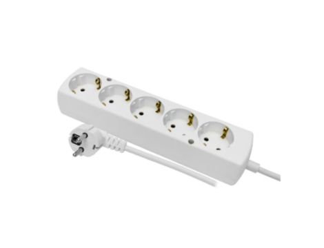 Przedłużacz 5-gniazd z/u Schuko 16A 1,5m /H05VV-F 3x1,5/ biały PS-570S