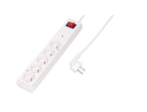 Listwa przeciwprzepięciowa PS-5PF z filtrem 5-gniazd z/u 10A 3m /OMY 3x1/ biała