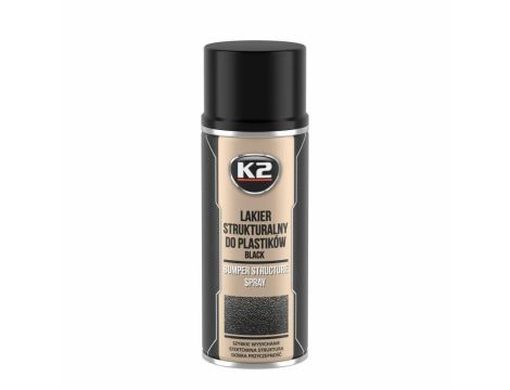 K2 CZARNY LAKIER STRUKTURALNY DO PLASTIKÓW LAKIER  STRUKTURALNY BUMPER 400ML