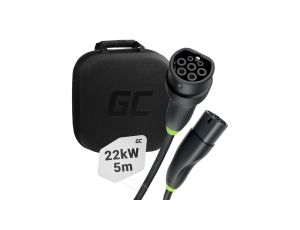 Green Cell Snap Kabel Typ 2 do Ładowania EV 22 kW 5 m do Tesla Model 3 S X Y, VW ID.3, ID.4, Kia EV6, Audi E-Tron, Fiat 500e