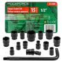 ROCKFORCE NASADKI UDAROWE kpl. 15el.1/2"  6-KĄT. (10-32mm) - 2