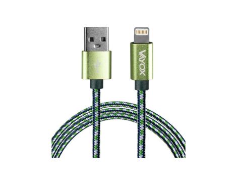 Kabel USB - lightning zielony 1,5m VA0147 Vayox