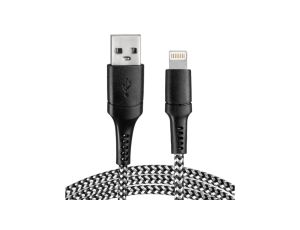 Kabel USB - lightning oplot czarno-biały 1m VA0149 Vayox