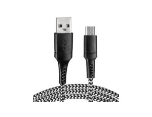 Kabel USB - micro USB oplot czarno-biały 1m VA0150 Vayox