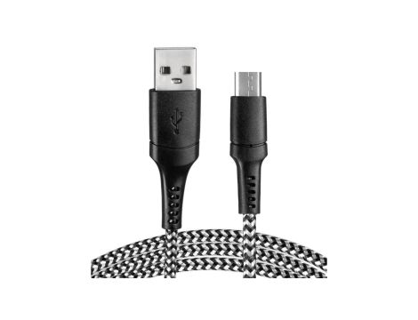 Kabel USB - micro USB oplot czarno-biały 1m VA0150 Vayox