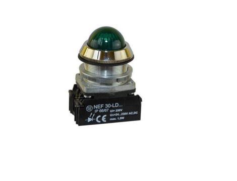 Lampka sygnalizacyjna 30mm zielona 220-230V AC/DC żarówka W0-L-NEF30LE/220V Z