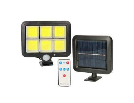 Lampa solarna naświetlacz LED czarna + PIR + panel + pilot MK MEGAKABEL