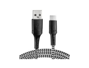 Kabel USB - USB-C oplot czarno-biały 1m VA0148 Vayox