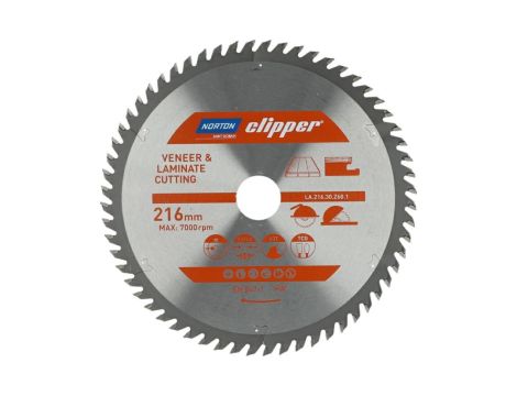 NORTON PIŁA TARCZOWA 216mm x 30mm x 60z LAMINATY I FORNIR (2,6/1,8) - 2