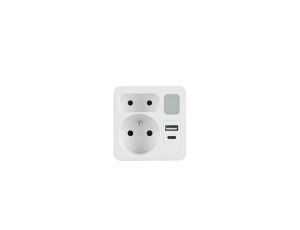 PLASTROL ROZGAŁĘŹNIK DWUKROTNY Z LAMPKĄ 1x USB + 1x USB C
