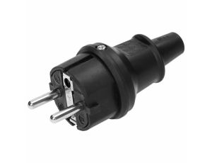ORNO WTYCZKA GUMOWA MINI IP44 CZARNA 2P+Z UNI SCHUKO