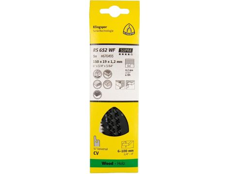KLINGSPOR BRZESZCZOT DO PIŁY SZABLASTEJ 150x19x1,2mm RS 652 WF /5szt.