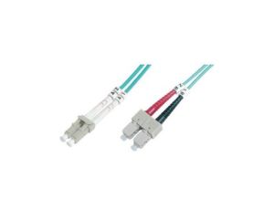 Patch cord światłowodowy LC/SC duplex MM 50/125 OM3 3m LS0H turkusowy DK-2532-03/3