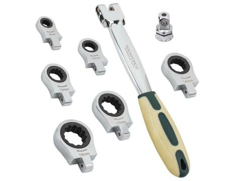ROCKFORCE KLUCZ OCZKOWY-PRZEGUBOWY WYMIENNY Z GRZECHOTKĄ kpl. 8el. 8-19mm - 2