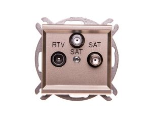 SONATA Gniazdo antenowe RTV-SAT-SAT szampański złoty GPA-R2S/m/39