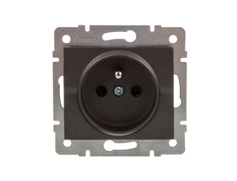 LOGI Gniazdo pojedyncze 2P+Z z przesłona styków śrubowe 16A 250V Grafit 25267