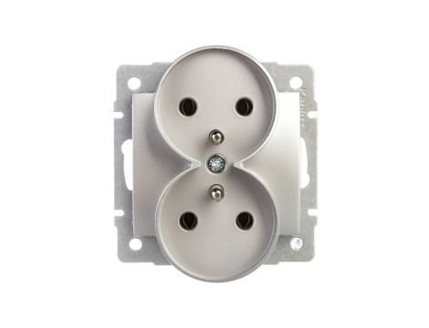 LOGI Gniazdo podwójne 2x2P+Z śrubowe 16A 250V Srebrny 25210