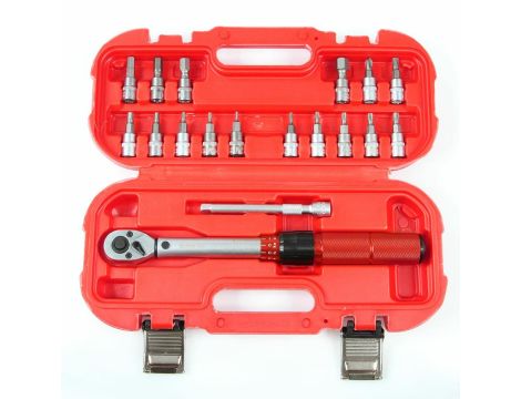 KLUCZ DYNAMOMETRYCZNY Z NASADKAMI 1/4" 5-24Nm