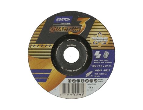NORTON TARCZA QUATNUM DO METALU 125mm x 7.0mm x 22.2mm -T27