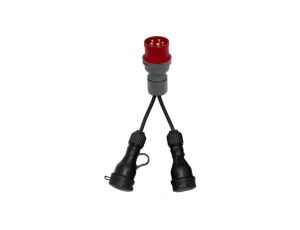 Reduktor - wtyczka siłowa 16/5 +2x OW 3x1,5mm2 0,25m +2x gniazdo gumowe