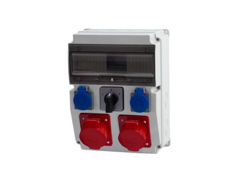 Rozdzielnica CAJA 12M - gniazda 16A 5p, 32A 5p, 2x230V, L/P(32A) /12 modułów/