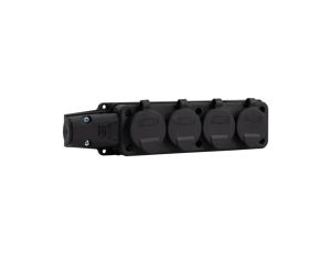 Listwa gumowa 4x230V 16A IP54 SCHUKO czarna