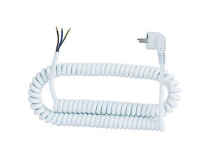 Przewód spiralny z wtyczką kątową 05VVH8-F - 3x1mm2 - 3m - biały