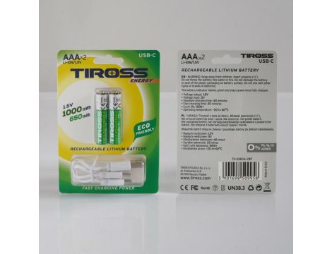 TIROSS BATERIA ŁADOWALNA R03 AAA 2szt - 4