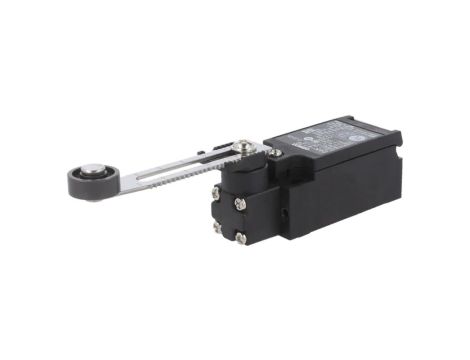 D4N-412G Wyłącznik krańcowy z dźwignią regulowaną o promieniu 25-89mm i rolką z tworzywa Ø17,5mm, konfiguracją wyjścia NO + NC