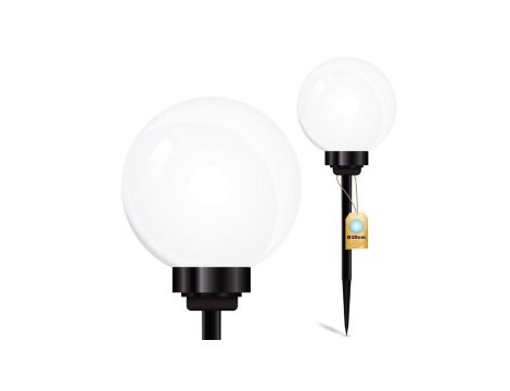 Lampa Solarna Ogrodowa LED 6500K IP44 25cm Wbijana Biała Kulka ATRIS LUMILED