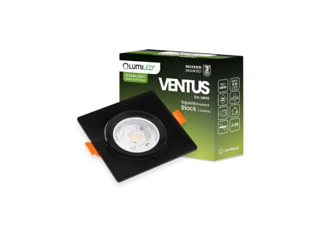Oprawa Halogenowa Podtynkowa Ruchoma Kwadratowa Czarna GU10 MR16 VENTUS Lumiled