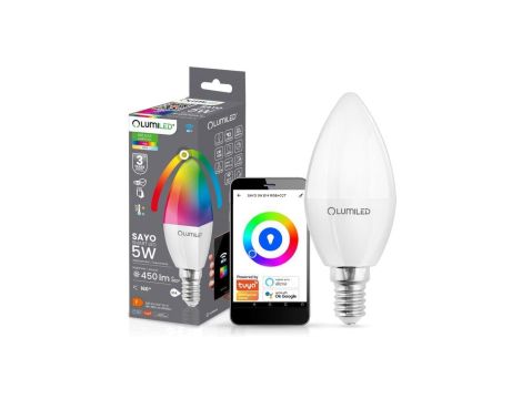Żarówka LED E14 B35 ŚWIECZKA 5W 450lm RGB Ściemnialna CCT TUYA WiFi SMART SAYO Lumiled