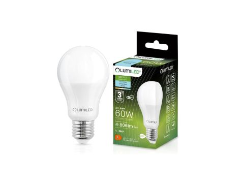 Żarówka LED E27 A60 8W = 60W 806lm 6500K Zimna 260 LUMILED