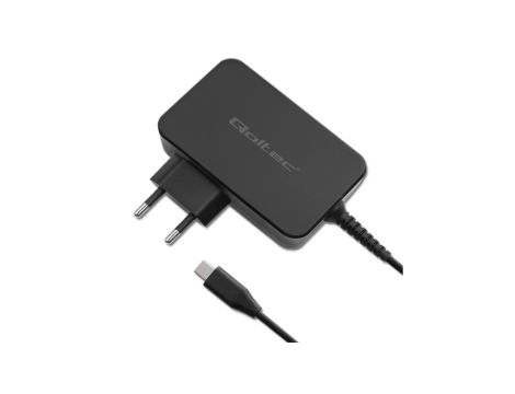 Qoltec Ładowarka GaN POWER PRO 1xUSB-C 90W 5-20V 3-4.5A Laptop Smartfon Czarna
