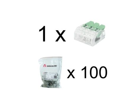 Szybkozłączka instalacyjna 3x0.2-4.0 mm VDE UL 450V 32A DGN 1 sztuka 100 sztuk, Ilość: 100 sztuk