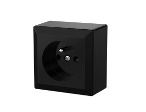 Gniazdo pojedyncze z uziemieniem natynkowe IP20 GAO, czarne / 20465