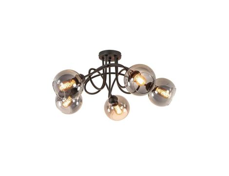 Lampa sufitowa czarna nowoczesna 5 punktowa RING E27 max.60W