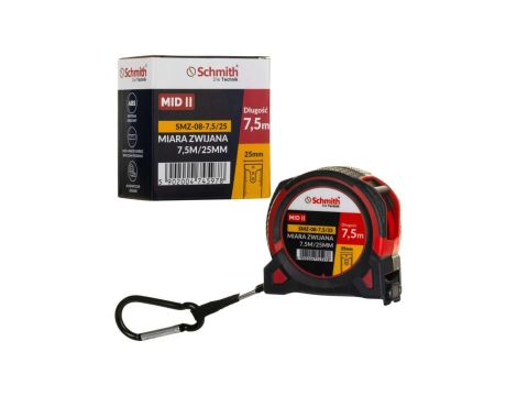 Miara metrówka zwijana taśma 7,5m 25mm premium Schmith