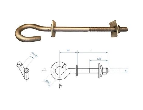 EPSH M16x230 - śruba hakowa M16, L=230mm