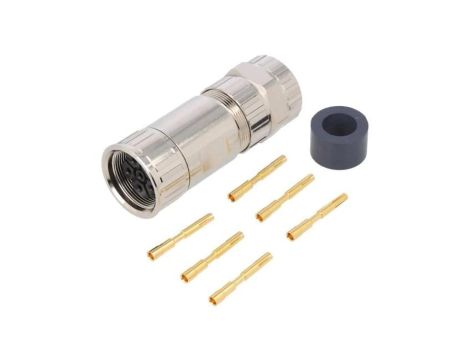 Złącze M23 wtyk 6-PIN żeński zaciskanie na przewód proste LJ23-06DFFC-SL7001