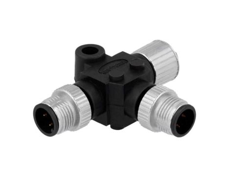 SS040404-MFM-TS001 Trójnik M12 gniazdo żeński,M12 męski x2 PIN 4 IP68 T